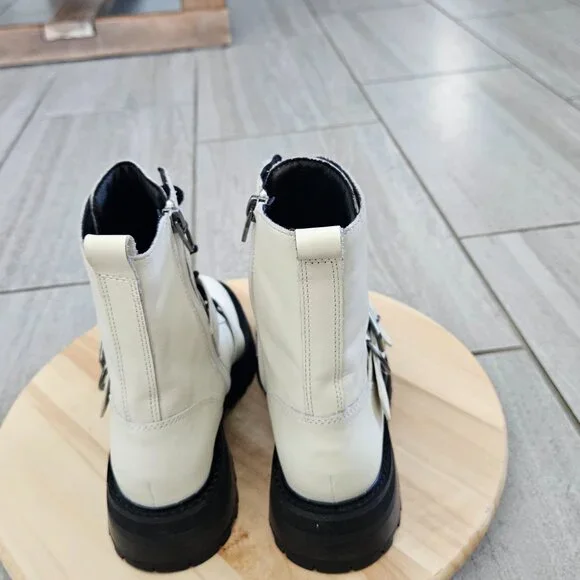 Dolce Vita (NWOB) Ronson combat boots cream and black size 6.5 women NWOT - Picture 3 of 12